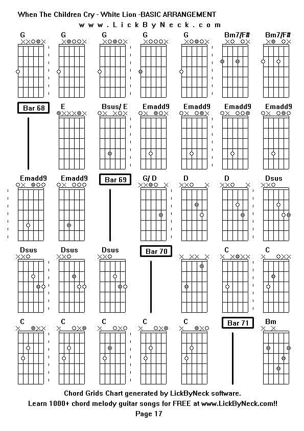 Chord Grids Chart of chord melody fingerstyle guitar song-When The Children Cry - White Lion -BASIC ARRANGEMENT,generated by LickByNeck software.